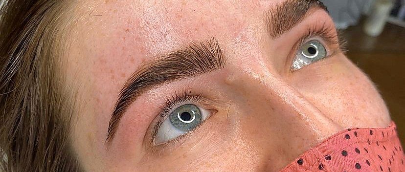 After — brows shaped and laminated by Holly